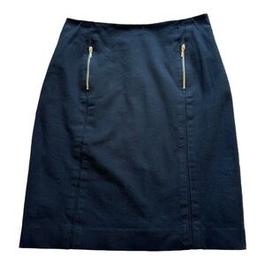 Cortefiel Basics Flat Front A-Line Skirt Midi High Rise Zipper Pockets - EUR 42